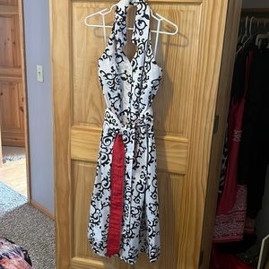Halter style dress with reversible belt